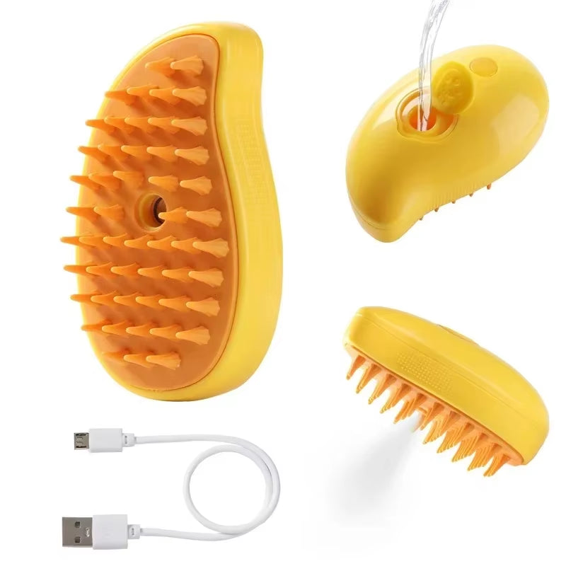 3-in-1 Steam Pet Grooming Brush – Detangling, Hair Removal & Soothing Massage Comb for Dogs & Cats
