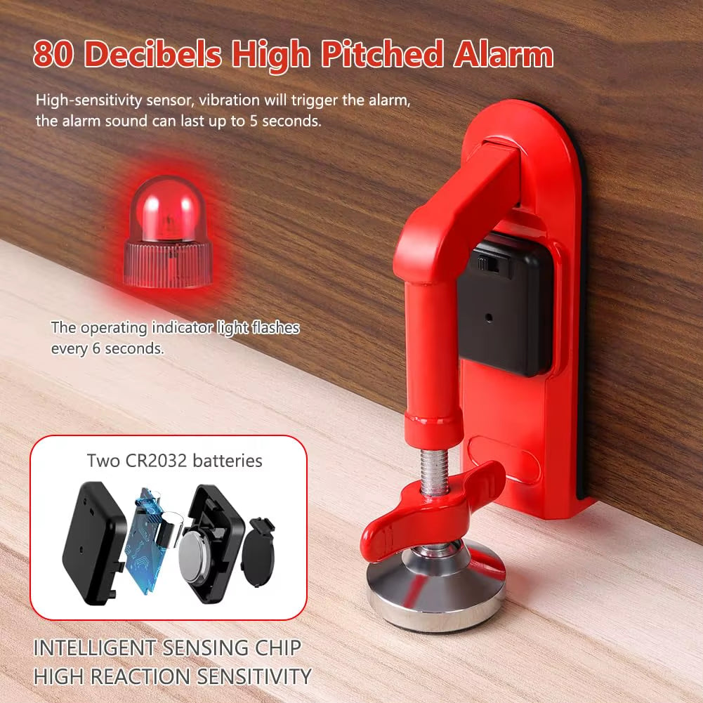 Portable Door Stop Alarm and Adjustable Non-Slip Door Jammer for Enhanced Personal Security in Hotels and Travel