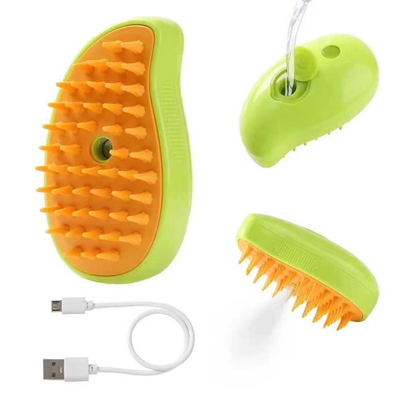 3-in-1 Steam Pet Grooming Brush – Detangling, Hair Removal & Soothing Massage Comb for Dogs & Cats