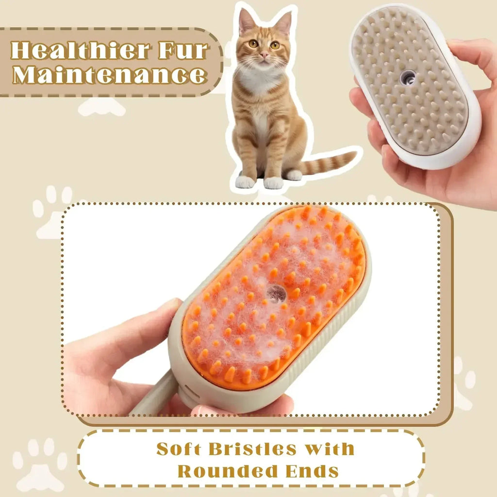3-in-1 Steam Pet Grooming Brush – Detangling, Hair Removal & Soothing Massage Comb for Dogs & Cats
