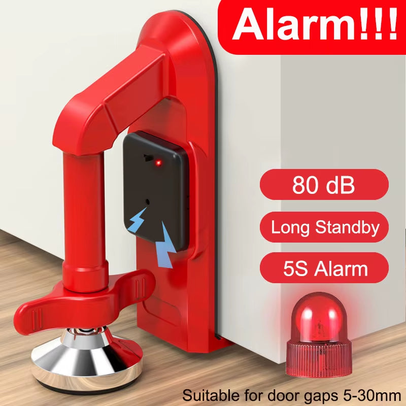 Portable Door Stop Alarm and Adjustable Non-Slip Door Jammer for Enhanced Personal Security in Hotels and Travel