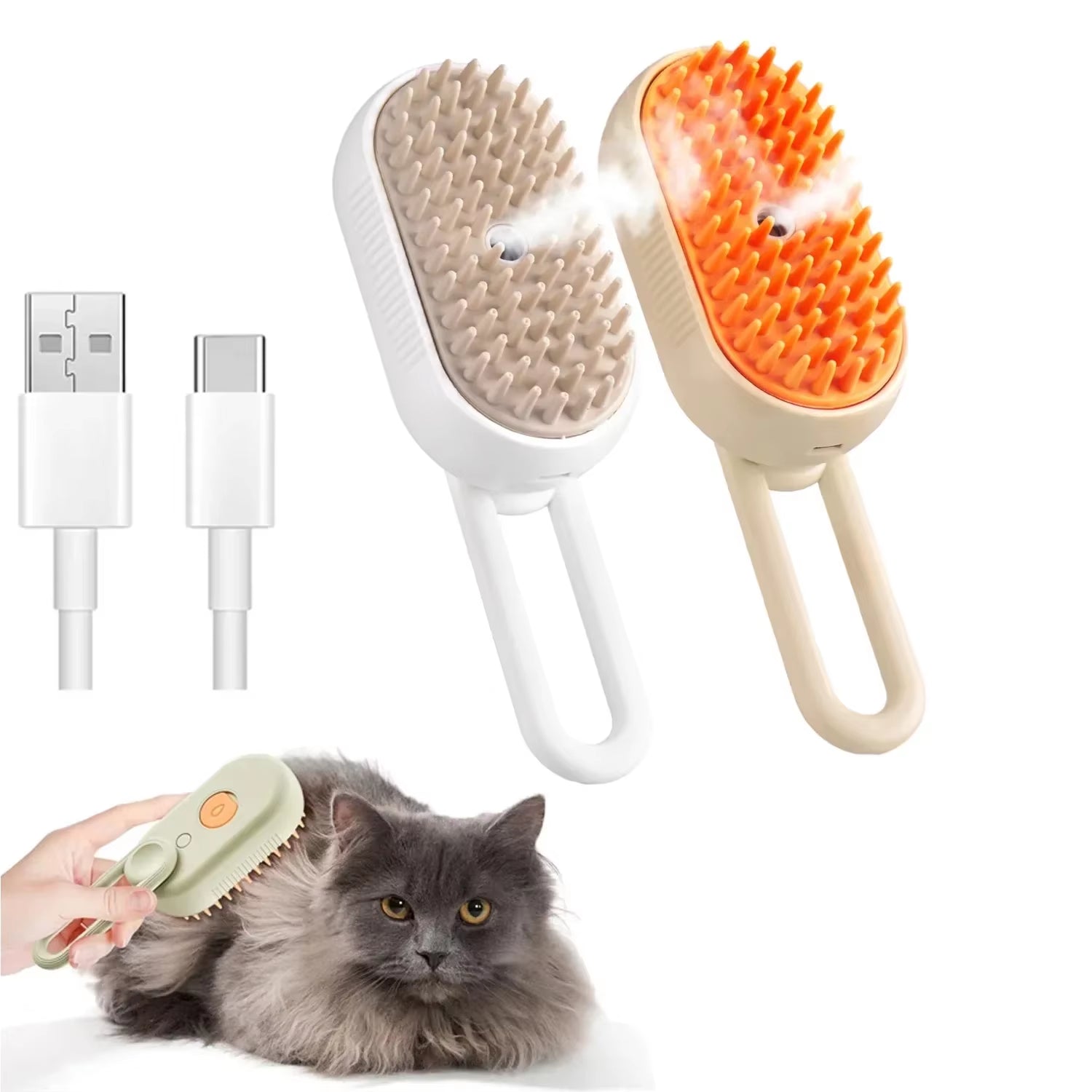 3-in-1 Steam Pet Grooming Brush – Detangling, Hair Removal & Soothing Massage Comb for Dogs & Cats